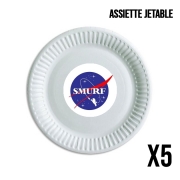 Pack de 5 assiettes jetable Nasa Parodie Smurfs in Space