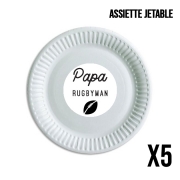 Pack de 5 assiettes jetable Papa Rugbyman