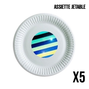 Pack de 5 assiettes jetable Striped Colorful Glitter