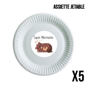 Pack de 5 assiettes jetable Super marmotte