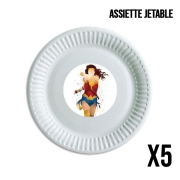 Pack de 5 assiettes jetable Wonder Girl
