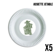 Pack de 5 assiettes jetable Yoda Force be with you