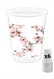 Pack de 6 Gobelets Cherry Blossom Aquarel Flower