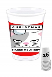 Pack de 6 Gobelets Christmas makes me Angry cat