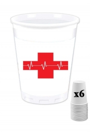 Pack de 6 Gobelets Croix de secourisme EKG Heartbeat