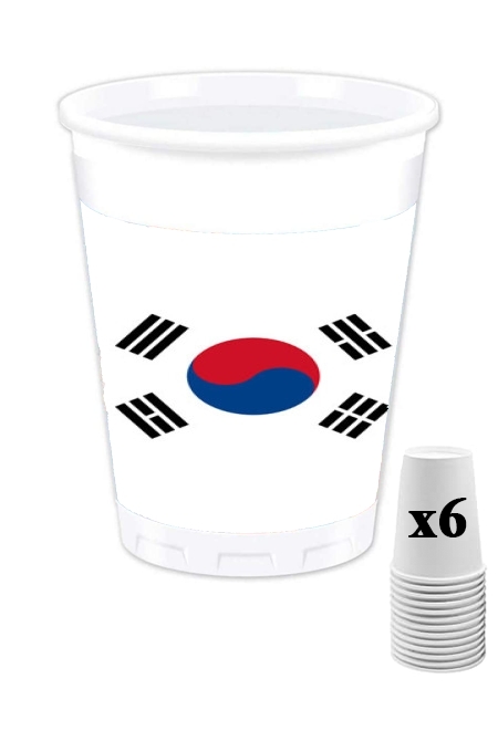 Pack de 6 Gobelets Drapeau Coree Du Sud