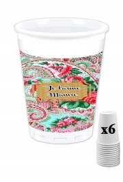 Pack de 6 Gobelets Floral Old Tissue - Je t'aime Mamie