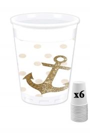 Pack de 6 Gobelets Glitter Anchor and dots in gold