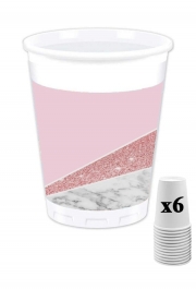 Pack de 6 Gobelets Initiale Marble and Glitter Pink