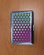 Porte Cigarette Abstract bright floral geometric pattern teal pink white