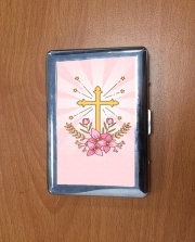 Porte Cigarette Croix avec fleurs  - Cadeau invité pour communion d'une fille