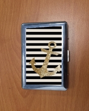 Porte Cigarette gold glitter anchor in black