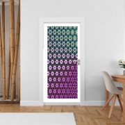 Poster de porte Abstract bright floral geometric pattern teal pink white