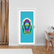 Poster de porte Alien smoking cannabis cbd