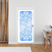 Poster de porte Bohemian Flower Mandala in Blue