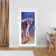 Poster de porte Cute painted Ring-tailed lemur