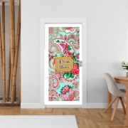 Poster de porte Floral Old Tissue - Je t'aime Mamie