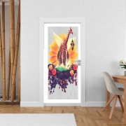 Poster de porte Girafe en fleurs
