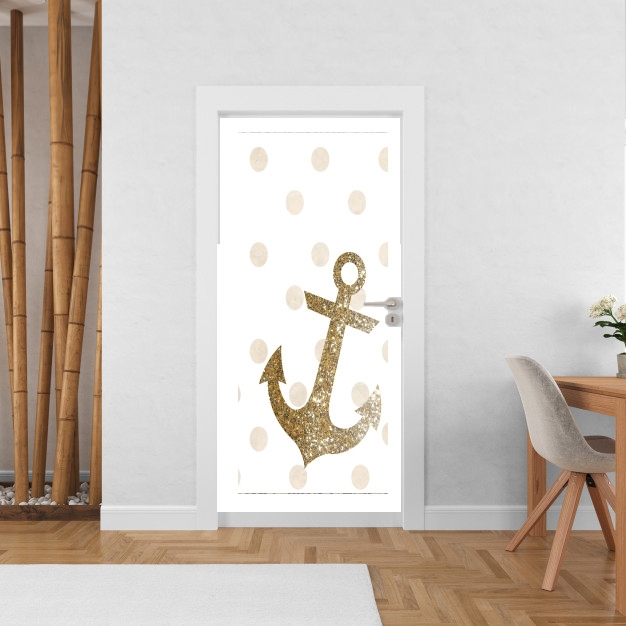 Poster de porte Glitter Anchor and dots in gold