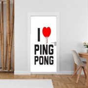 Poster de porte I love Ping Pong