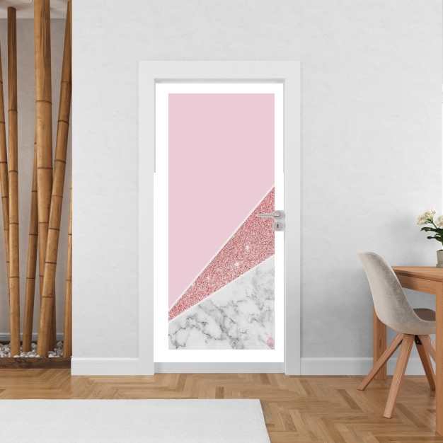 Poster de porte Initiale Marble and Glitter Pink