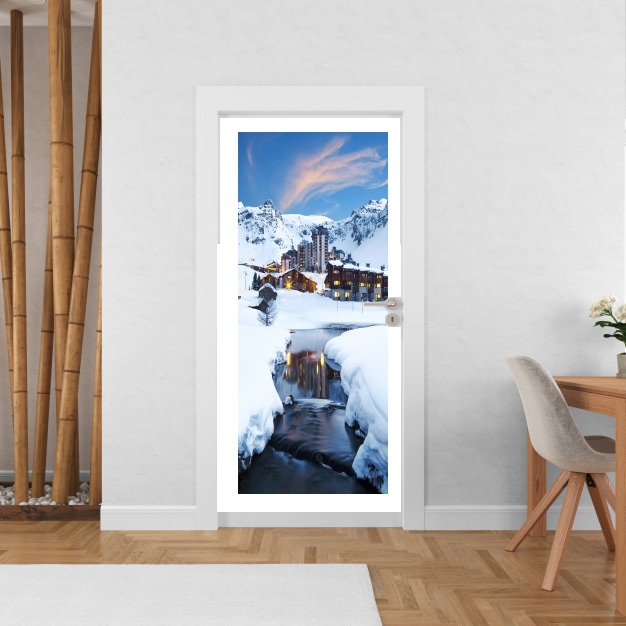 Poster de porte Llandscape and ski resort in french alpes tignes