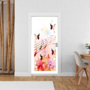 Poster de porte Notes de musique Papillon colorés