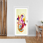 Poster de porte Papillon Abstract avec fleurs