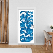 Poster de porte Storm waves seamless pattern ocean