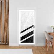 Poster de porte effet marbre blanc
