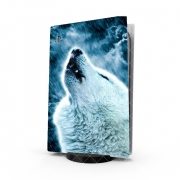 Autocollant Playstation 5 - Skin adhésif PS5 A howling wolf in the rain