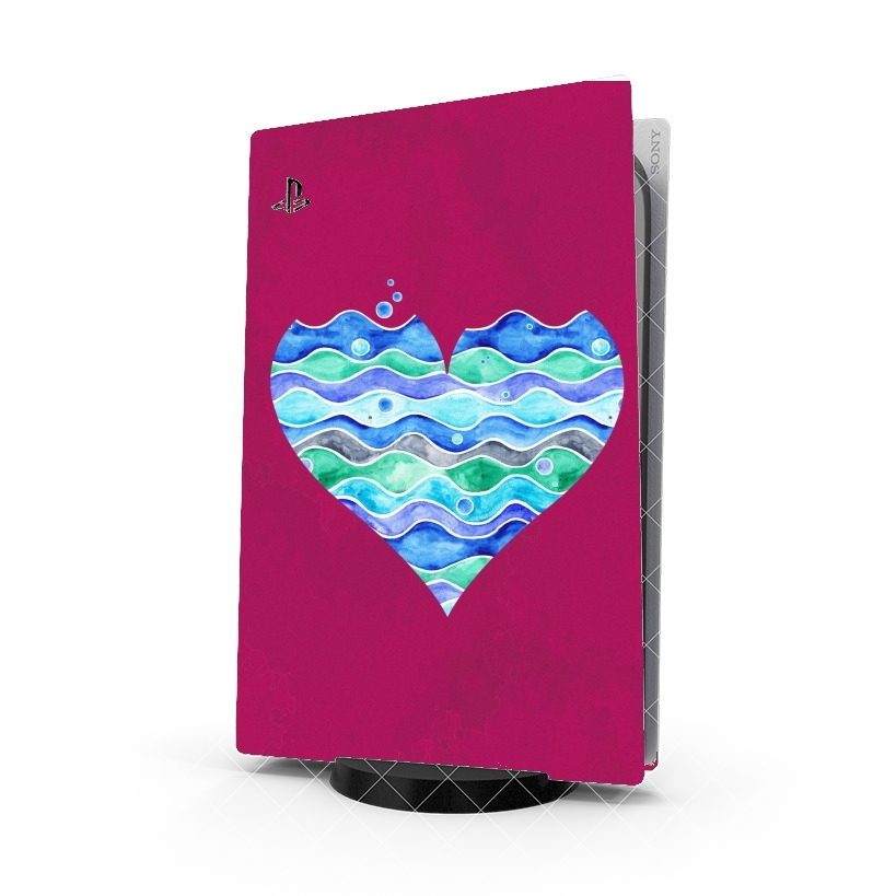 Autocollant Playstation 5 - Skin adhésif PS5 A sea of Love (purple)