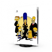 Autocollant Playstation 5 - Skin adhésif PS5 Famille Adams x Simpsons