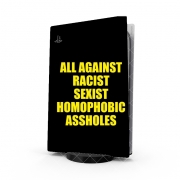 Autocollant Playstation 5 - Skin adhésif PS5 All against racist Sexist Homophobic Assholes