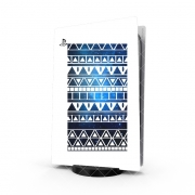 Autocollant Playstation 5 - Skin adhésif PS5 Aztec Tribal ton bleu