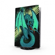 Autocollant Playstation 5 - Skin adhésif PS5 Dragon bleu