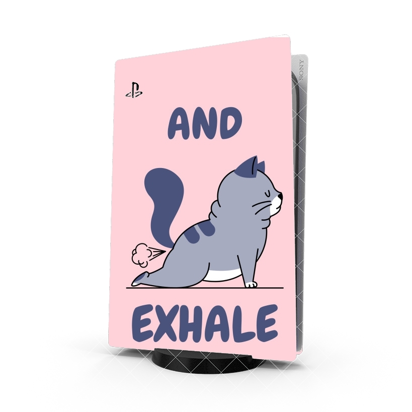 Autocollant Playstation 5 - Skin adhésif PS5 Cat Yoga Exhale