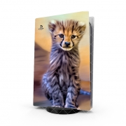 Autocollant Playstation 5 - Skin adhésif PS5 Cute cheetah cub