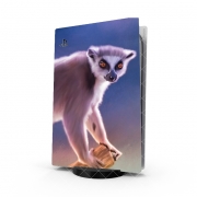 Autocollant Playstation 5 - Skin adhésif PS5 Cute painted Ring-tailed lemur