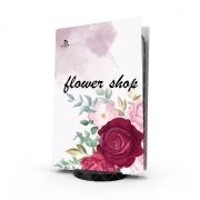 Autocollant Playstation 5 - Skin adhésif PS5 Logo Fleuriste avec texte personnalisable