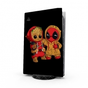 Autocollant Playstation 5 - Skin adhésif PS5 Groot x Deadpool