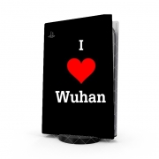 Autocollant Playstation 5 - Skin adhésif PS5 I love Wuhan Coronavirus