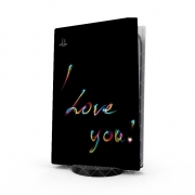 Autocollant Playstation 5 - Skin adhésif PS5 I love you texte rainbow