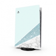 Autocollant Playstation 5 - Skin adhésif PS5 Initiale Marble and Glitter Blue