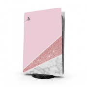 Autocollant Playstation 5 - Skin adhésif PS5 Initiale Marble and Glitter Pink