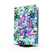 Autocollant Playstation 5 - Skin adhésif PS5 Love Floral Vert