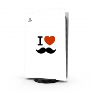 Autocollant Playstation 5 - Skin adhésif PS5 I Love Moustache