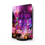 Autocollant Playstation 5 - Skin adhésif PS5 New York City Broadway - Couleur rose 