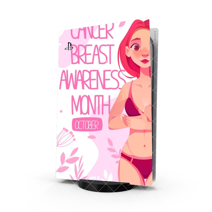 Autocollant Playstation 5 - Skin adhésif PS5 October breast cancer awareness month