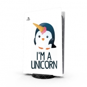 Autocollant Playstation 5 - Skin adhésif PS5 Pingouin wants to be unicorn
